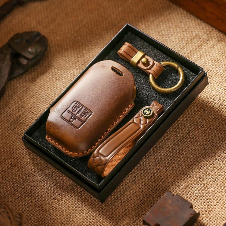 For Kia Carnival SX Hallmo E171 Crazy Horse Cowhide Car Key Protection Cover