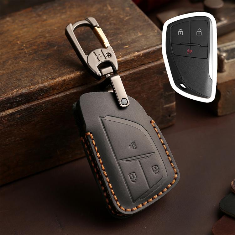 For Buick Envision Plus 2023 Hallmo Crazy Horse Cowhide Car Key Protection Cover