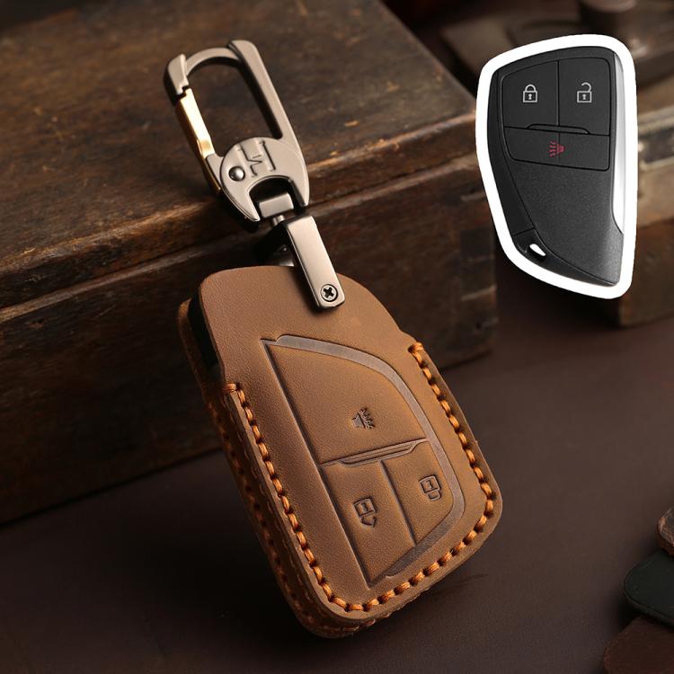 For Buick Envision Plus 2023 Hallmo Crazy Horse Cowhide Car Key Protection Cover