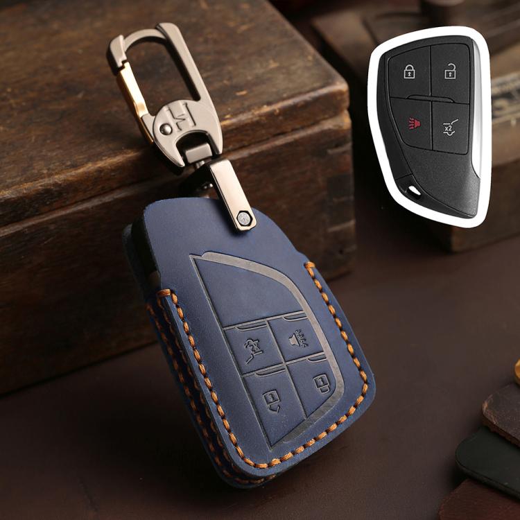 For Buick Envision Plus 2023 Hallmo Crazy Horse Cowhide Car Key Protection Cover