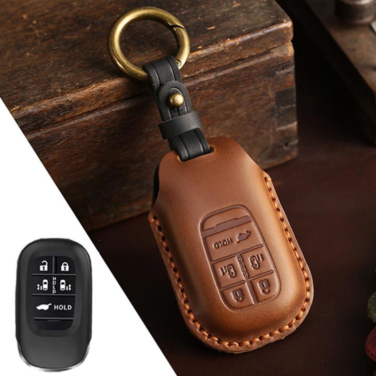 For Honda Odyssey 2024 Hallmo Crazy Horse Cowhide Car Key Protection Cover