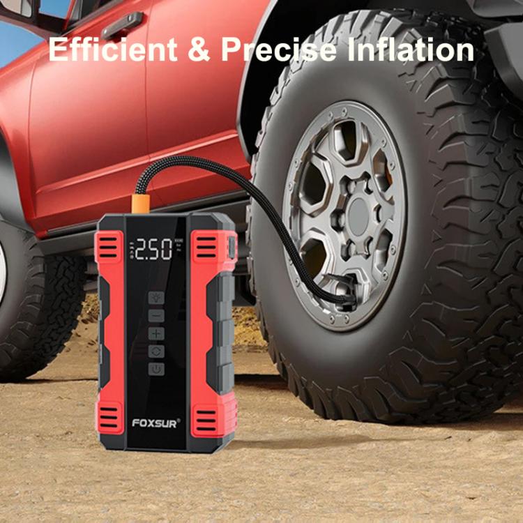 FOXSUR Car Emergency Starter Power Supply Multi-function Portable Car Air Pump