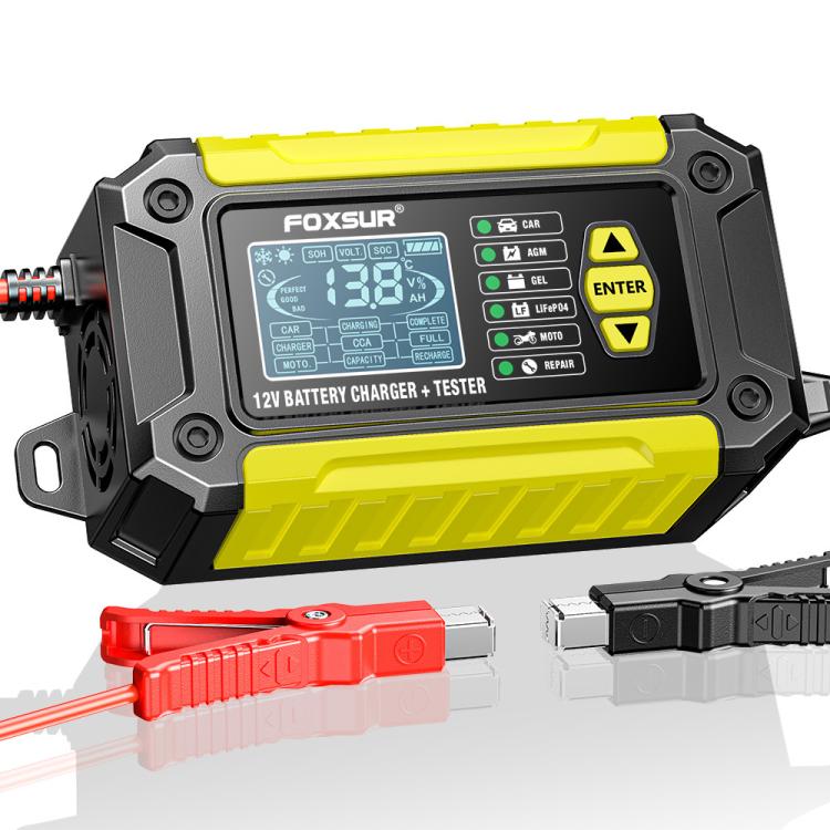 FOXSUR FTC-1206 2 in 1 12V Charging Tester Integrated Machine Car Motorcycle Battery Charger Tester