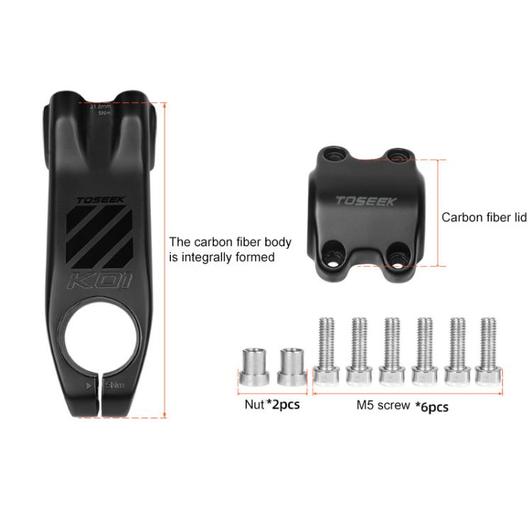 TOSEEK K01 Road Mountain Bike Carbon Fiber Handlebar Riser Faucet