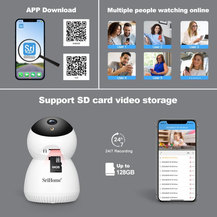SriHome SH036 500W Pixel AI Smart HD Camera Supports Human Tracking
