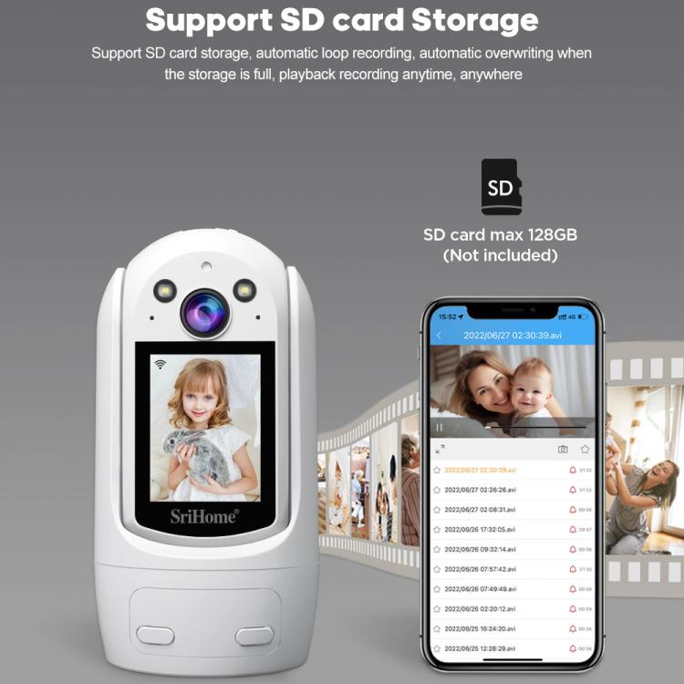 SriHome SH060 2MP 2.4 inch IPS Screen Smart IP Camera Supports Two-way Video Voice Call