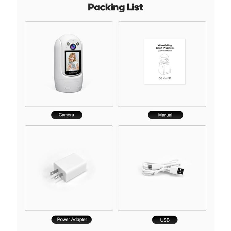 SriHome SH060 2MP 2.4 inch IPS Screen Smart IP Camera Supports Two-way Video Voice Call