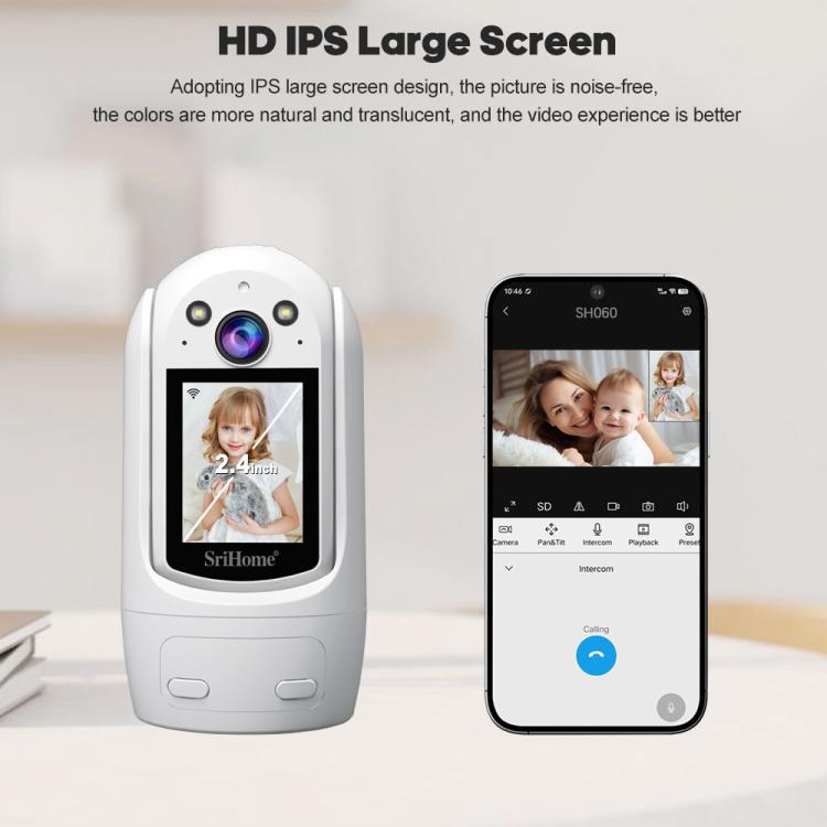 SriHome SH060 2MP 2.4 inch IPS Screen Smart IP Camera Supports Two-way Video Voice Call