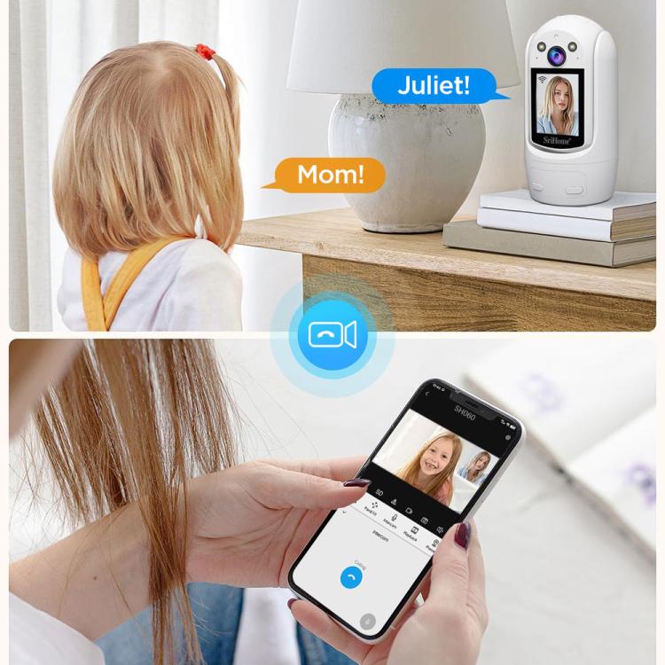 SriHome SH060 2MP 2.4 inch IPS Screen Smart IP Camera Supports Two-way Video Voice Call