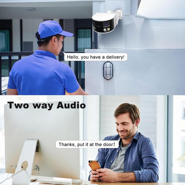 SriHome SH070 4MP Binocular Stitching Ultra-wide Angle Waterproof Camera Supports Full-color Night Vision