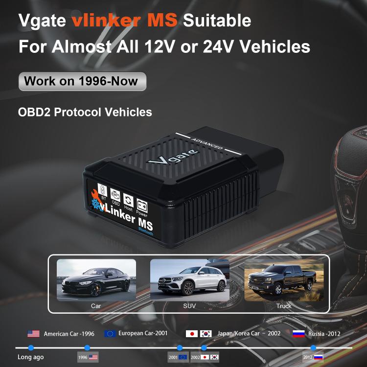 Vgate vLinker MS 12V / 24V Bluetooth Car OBD2 Scanner