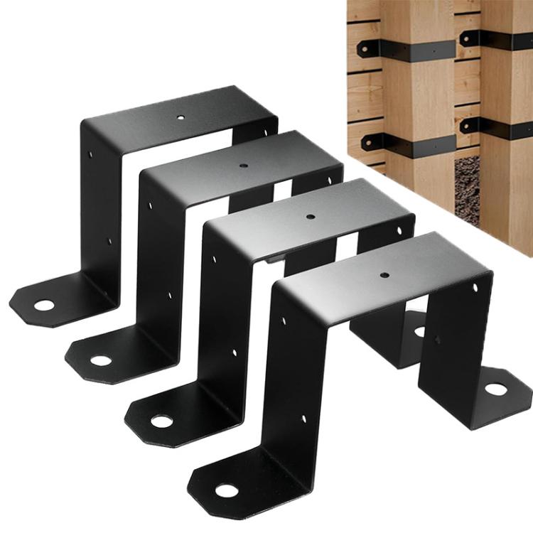 4pcs/Pack Heavy Duty Fence Post Metal Bracket Deck Post U-Shaped Fixing Bracket