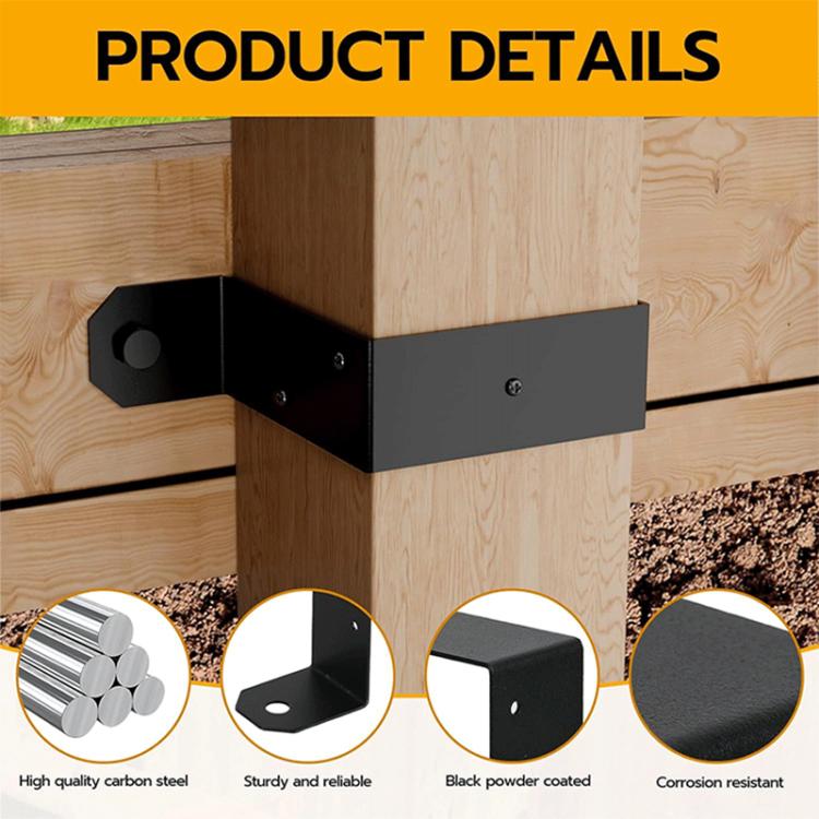 4pcs/Pack Heavy Duty Fence Post Metal Bracket Deck Post U-Shaped Fixing Bracket