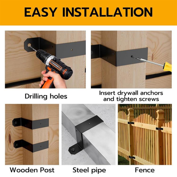 4pcs/Pack Heavy Duty Fence Post Metal Bracket Deck Post U-Shaped Fixing Bracket