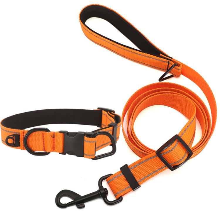 Pet Reflective Collar Waterproof Cloth Black Buckle with 1.8m Leash