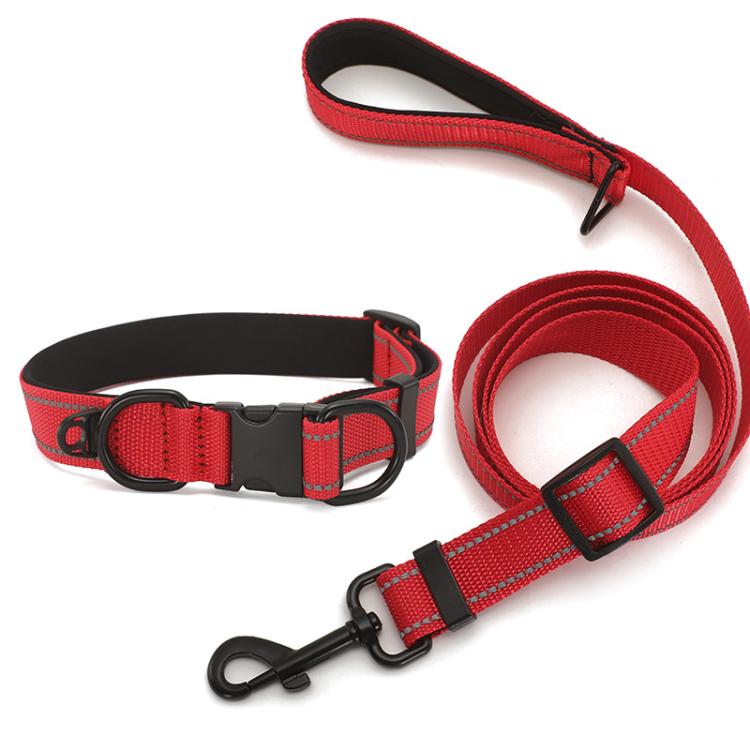 Pet Reflective Collar Waterproof Cloth Black Buckle with 1.8m Leash