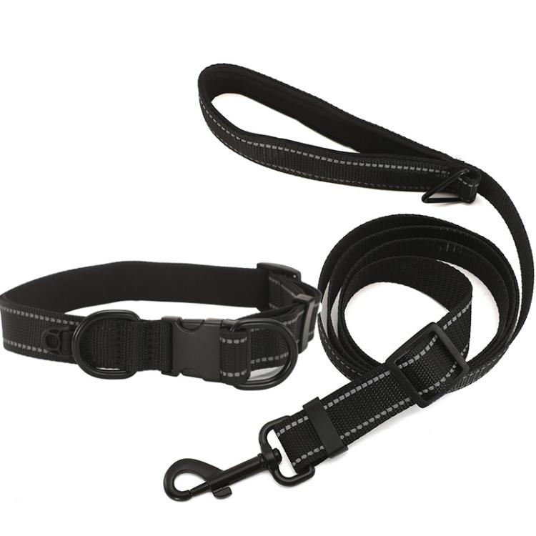Pet Reflective Collar Waterproof Cloth Black Buckle with 1.8m Leash