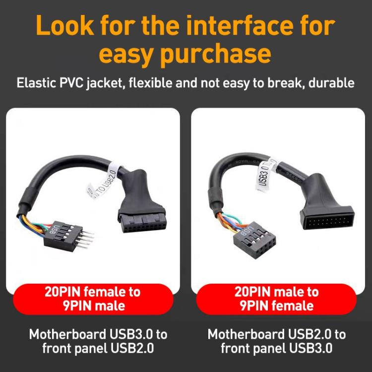 2pcs Computer Motherboard USB3.0 Adapter Cable