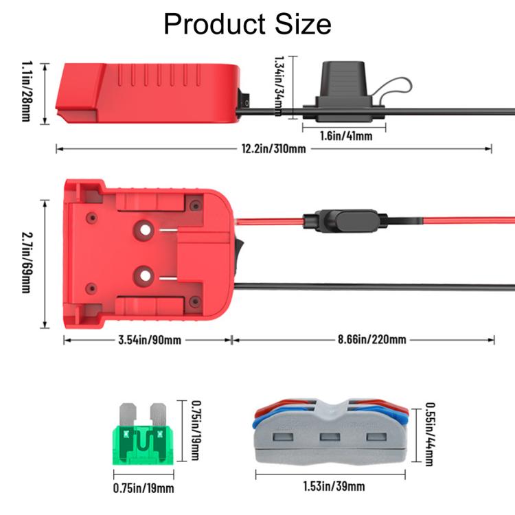 For Milwaukee 18V Lithium Battery DIY With Cable And Switch Adapter External Power Adapter Connector