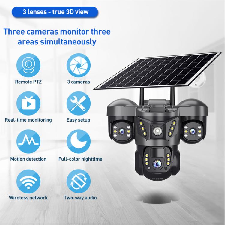 VTS29 6MP Multi-lens Panoramic Solar Surveillance PTZ Dome Camera