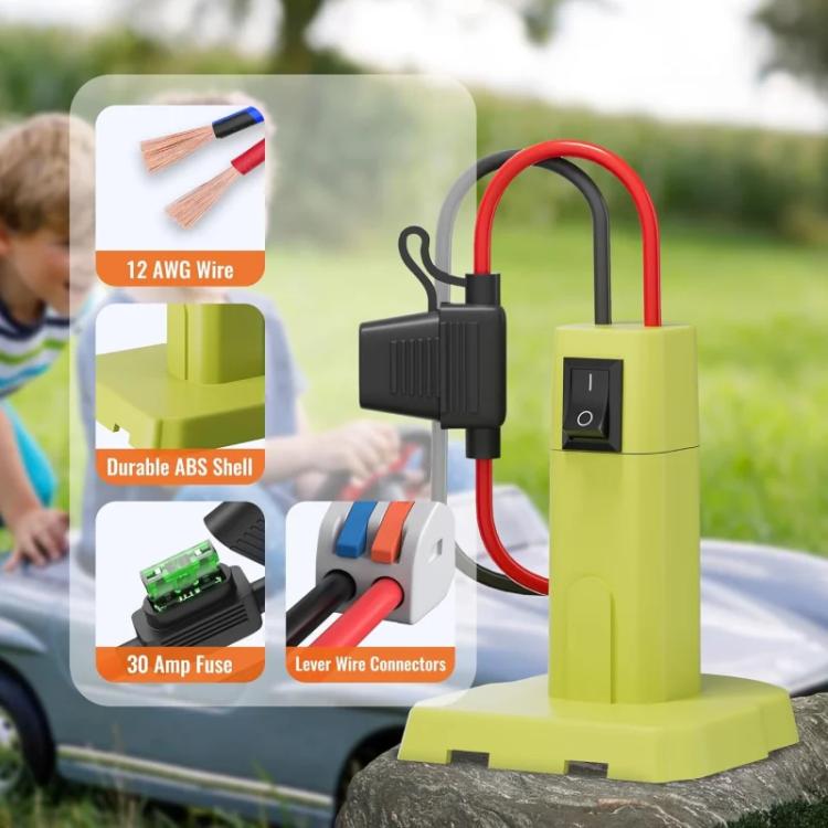 Power Wheel Battery DIY Adapter for RYOBI 18V Battery 12 AWG Wire Converter Kit