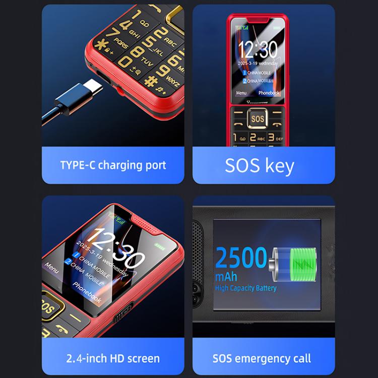 K3 2G Keypad Phone, 2.4 inch, LED Flashlight, Big Keyboard Big Fonts, SOS, Network: 2G, Dual SIM