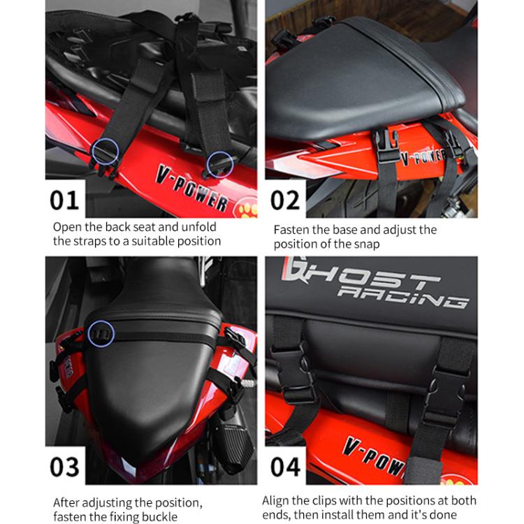 GHOST RACING GR-CWB06 PU Leather Motorcycle Tail Bag Rear Seat Travel Bag Backpack