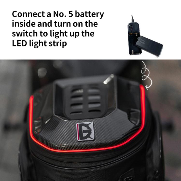 GHOST RACING GR-CWB07 LED Light Motorcycle Rear Seat Bag Riding Helmet Hard Shell Backpack