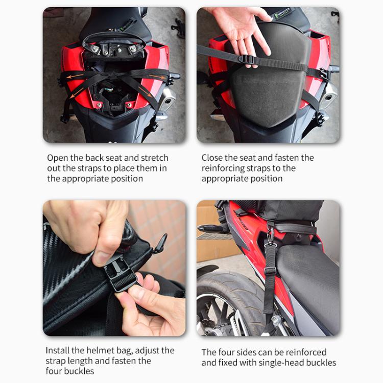 GHOST RACING GR-CWB07 LED Light Motorcycle Rear Seat Bag Riding Helmet Hard Shell Backpack