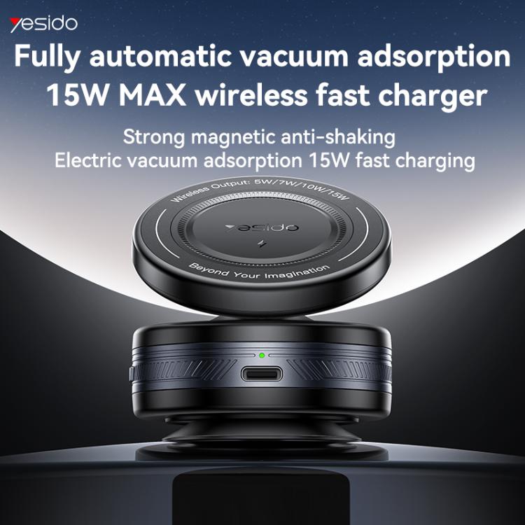 Yesido C310 15W Wireless Charging Vacuum Suction Cup MagSafe Car Holder with 360 Degree Rotating Base