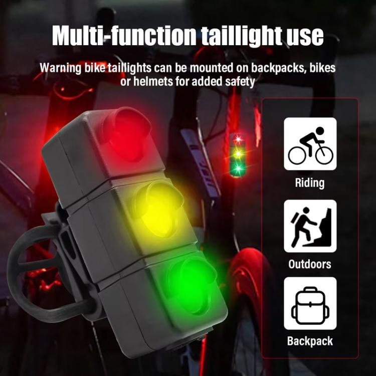 QX-W19 Creative Bicycle Three Color LED Tail Light, Safe Night Riding Warning Light