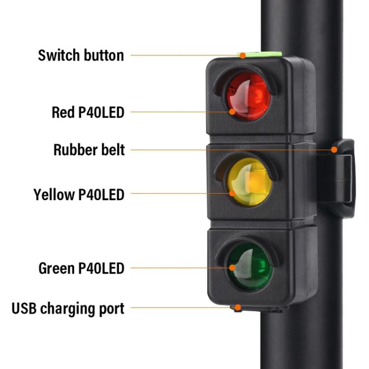 QX-W19 Creative Bicycle Three Color LED Tail Light, Safe Night Riding Warning Light