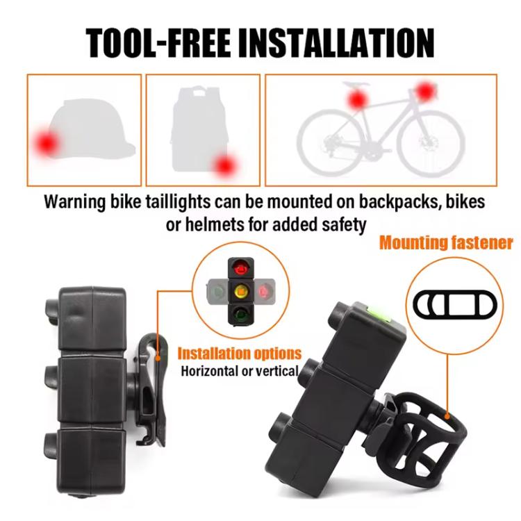 QX-W19 Creative Bicycle Three Color LED Tail Light, Safe Night Riding Warning Light