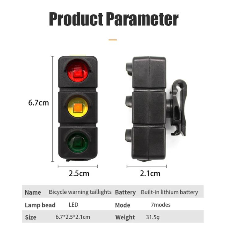 QX-W19 Creative Bicycle Three Color LED Tail Light, Safe Night Riding Warning Light