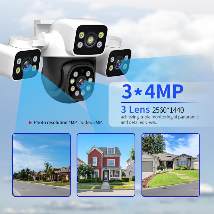 ESCAM PT223 3x4MP HD Motion Detection WiFi Three-screen PTZ IP Camera