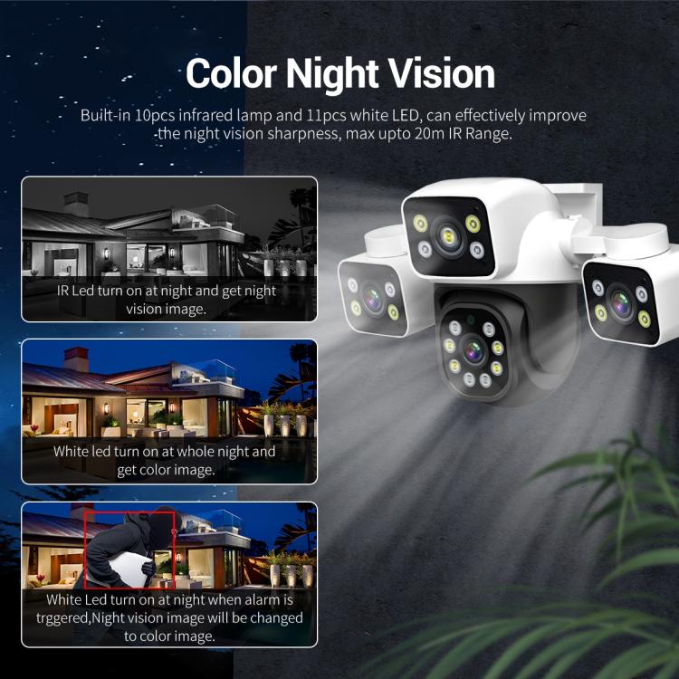 ESCAM PT223 3x4MP HD Motion Detection WiFi Three-screen PTZ IP Camera