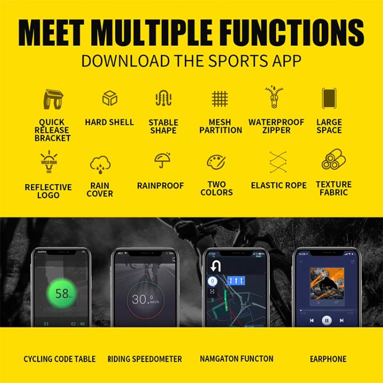 WILD MAN GX330 Mountain Bicycle Mobile Phone Holder EVA Hard Shell Handlebar Bag