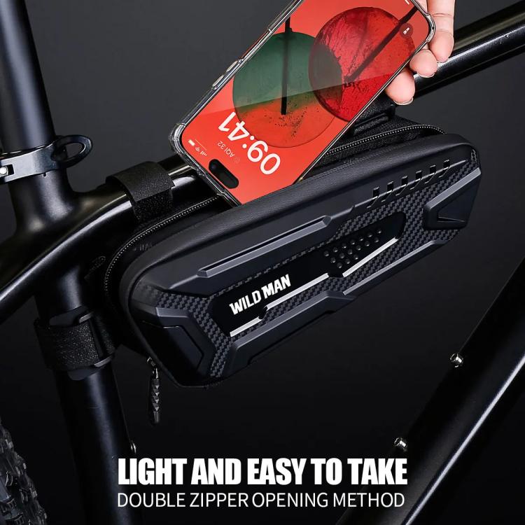 WILD MAN M40 Mountain Bicycle Front Beam Triangle Bag TPU Carbon Fiber Hard Shell Bag Cycling Equipment