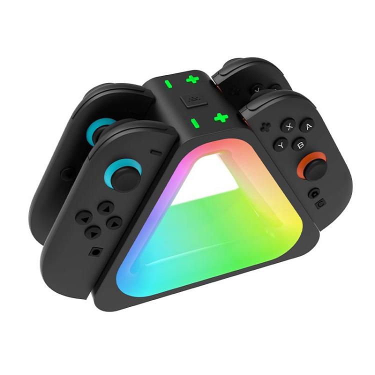 For Nintendo Switch 2 4 in 1 Triangle Handle Charging Base with RGB Light