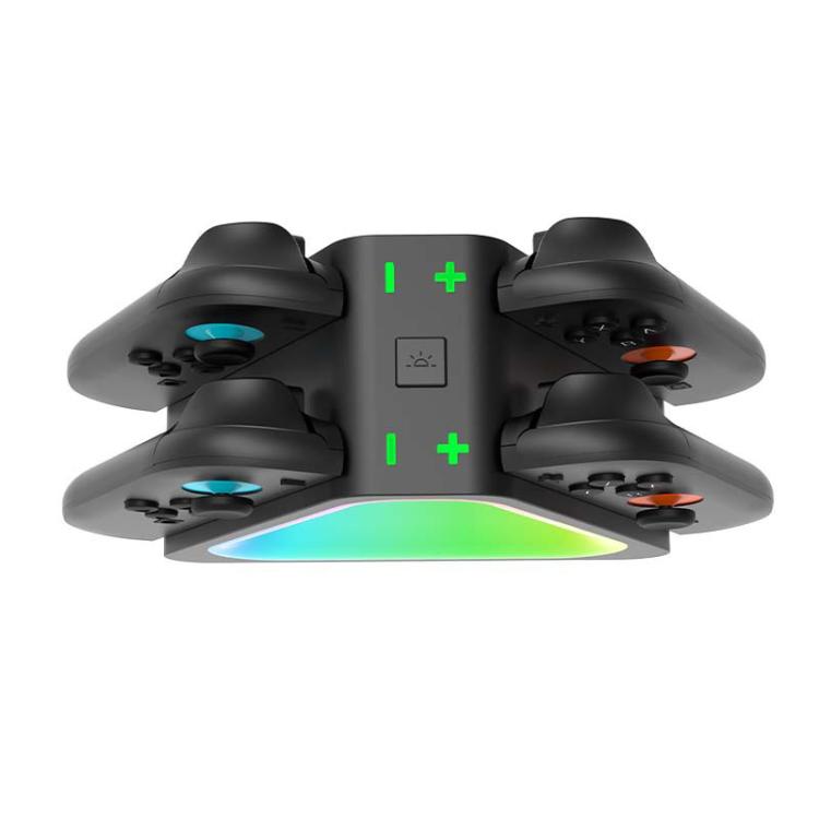 For Nintendo Switch 2 4 in 1 Triangle Handle Charging Base with RGB Light