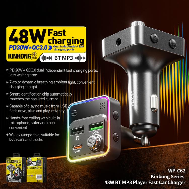 WK WP-C62 48W BT MP3 Player Fast Car Charger