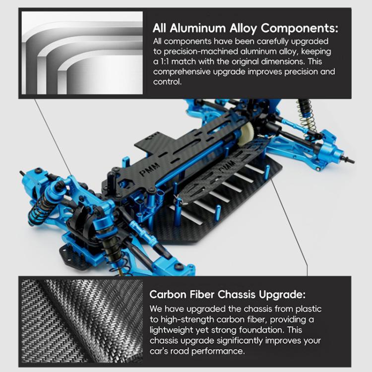 PMM Racing TT02B 1:10 Carbon Fiber Chassis Aluminum Alloy RC Rally Car Frame