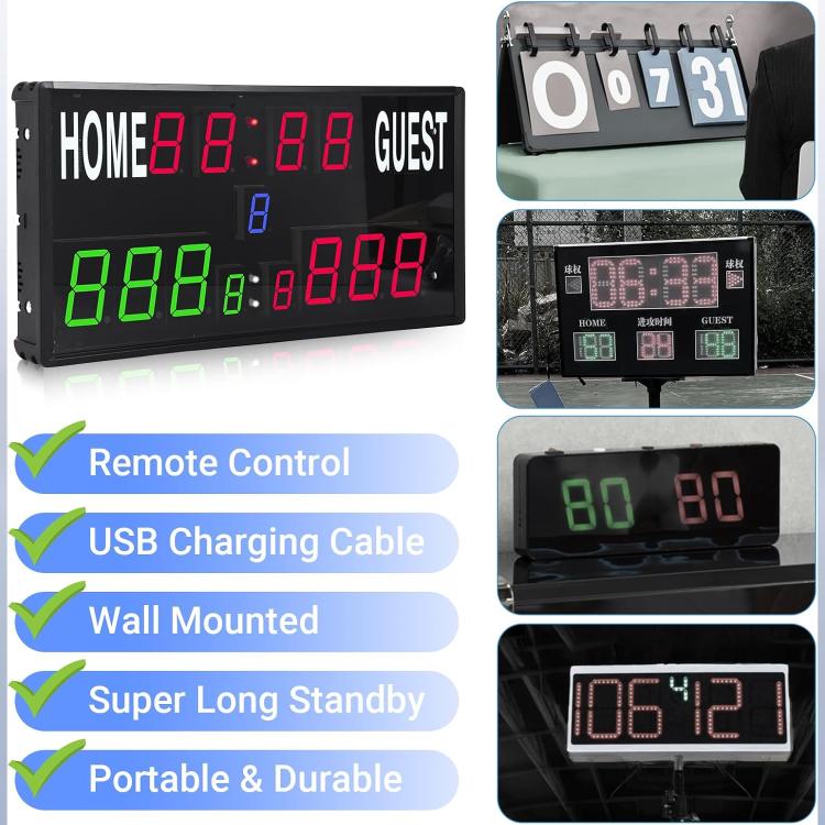 KYX--0030 13-digit LED Electronic Scoreboard Remote Control Multi-function Competition Timer