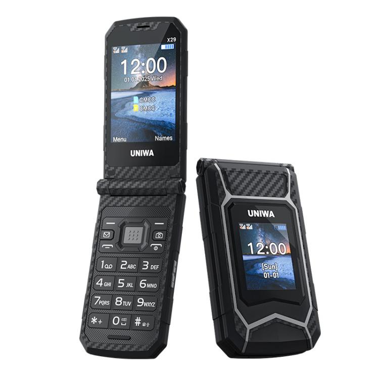 UNIWA X29 Keypad Flip Rugged Phone, 2.8 inch + 1.77 inch Double Screen, MT6261D, Network: 2G