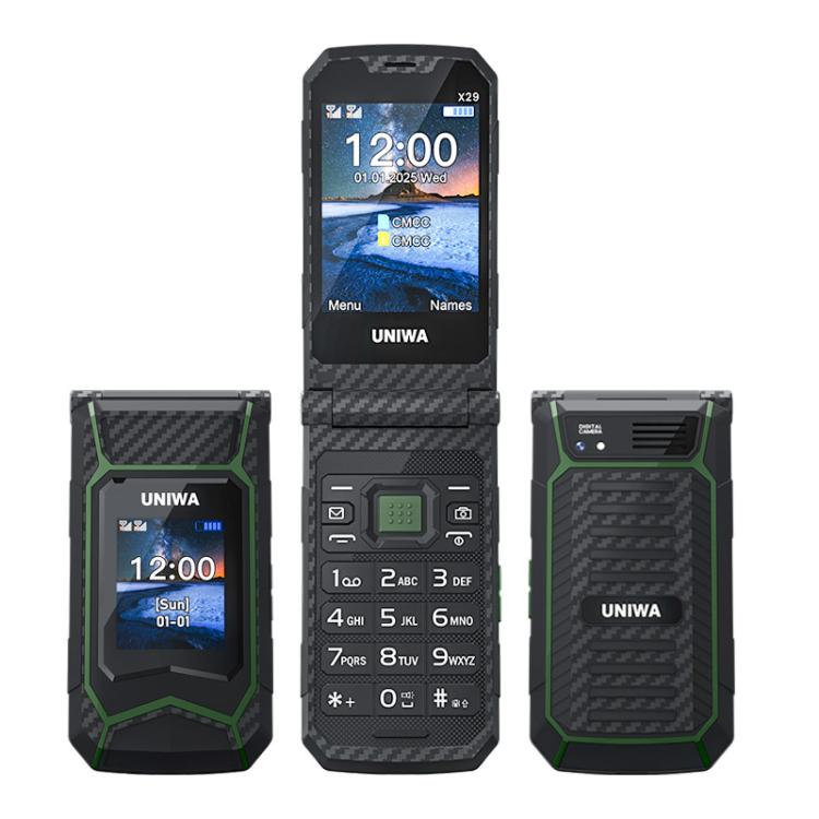 UNIWA X29 Keypad Flip Rugged Phone, 2.8 inch + 1.77 inch Double Screen, MT6261D, Network: 2G