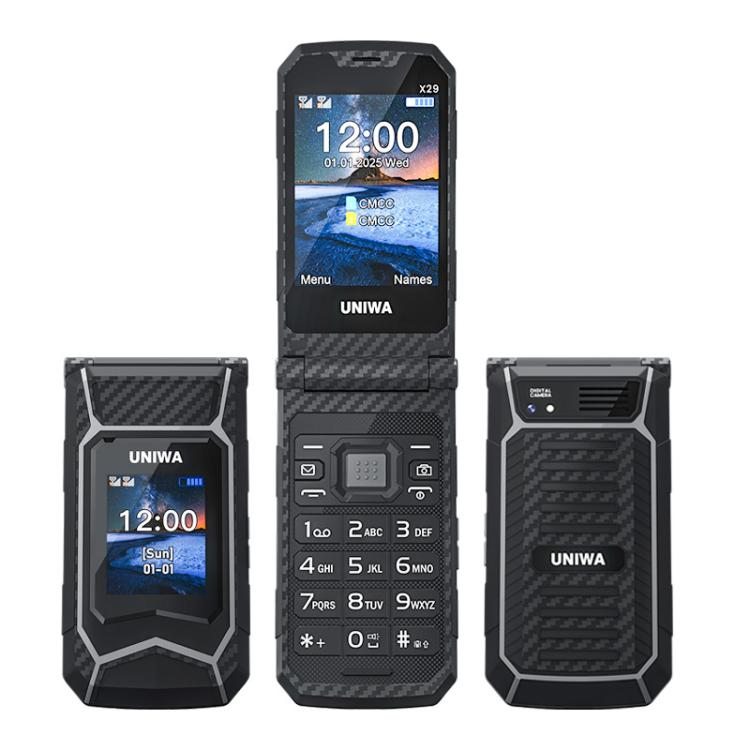 UNIWA X29 Keypad Flip Rugged Phone, 2.8 inch + 1.77 inch Double Screen, MT6261D, Network: 2G