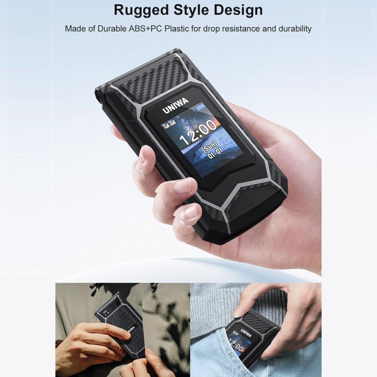 UNIWA X29 Keypad Flip Rugged Phone, 2.8 inch + 1.77 inch Double Screen, MT6261D, Network: 2G
