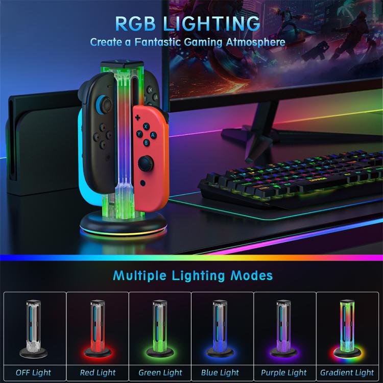 JYS NS2318 4 in 1 Game Controller Charging Dock with RGB Light