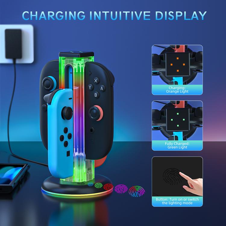 JYS NS2318 4 in 1 Game Controller Charging Dock with RGB Light