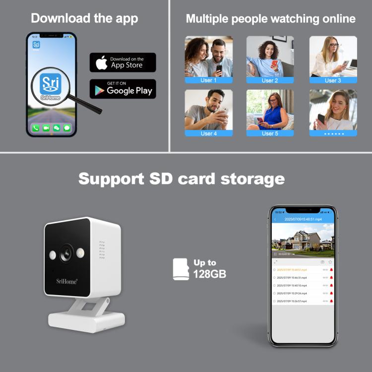 SriHome SH057 4MP HD Two-way Video Output Mini Camera Supports Night Vision